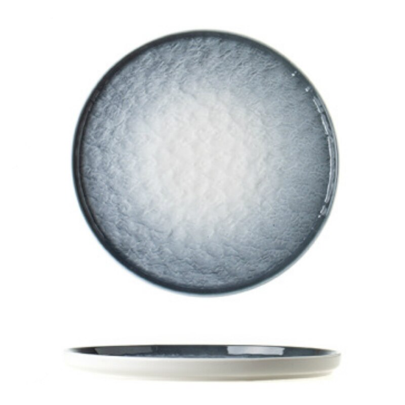 Color Stone Grain Western Plate Ceramic Disc Household Steak Pasta Tray Tableware WF107: Grey / 8 inches