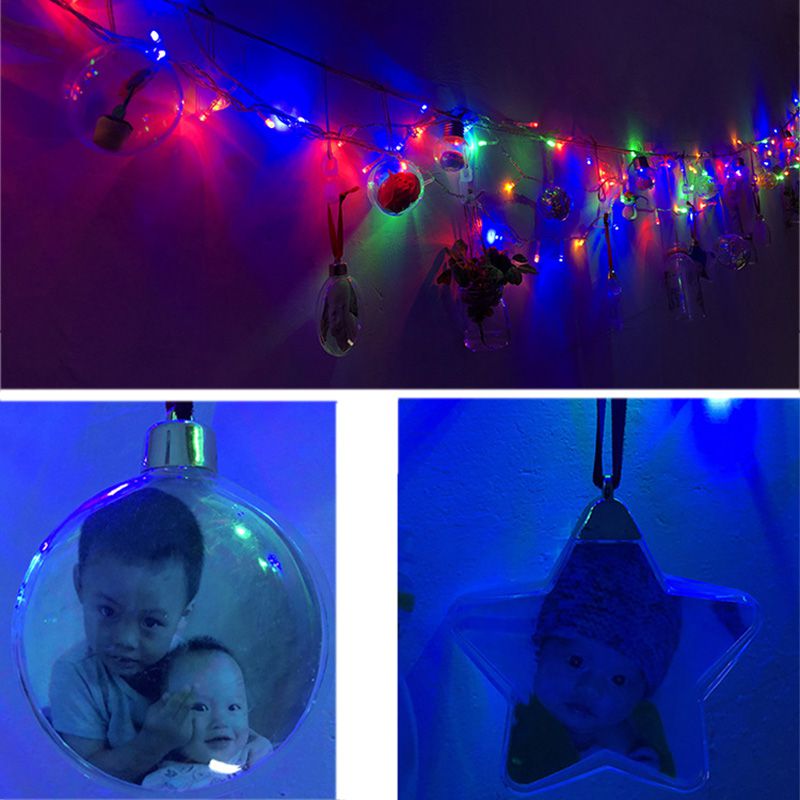 5PCS Clear Plastic Photo Frame Xmas Tree Hanging Picture Frame Ornament DIY Christmas Party Room Decorations Pet Pendant