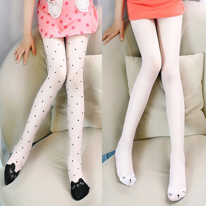 Cute Cat Girl Tights Children's Sheer Stockings for Girls Kids Baby Pantyhose Cartoon Characters Thin Tight Summer 1-9Y Toddler