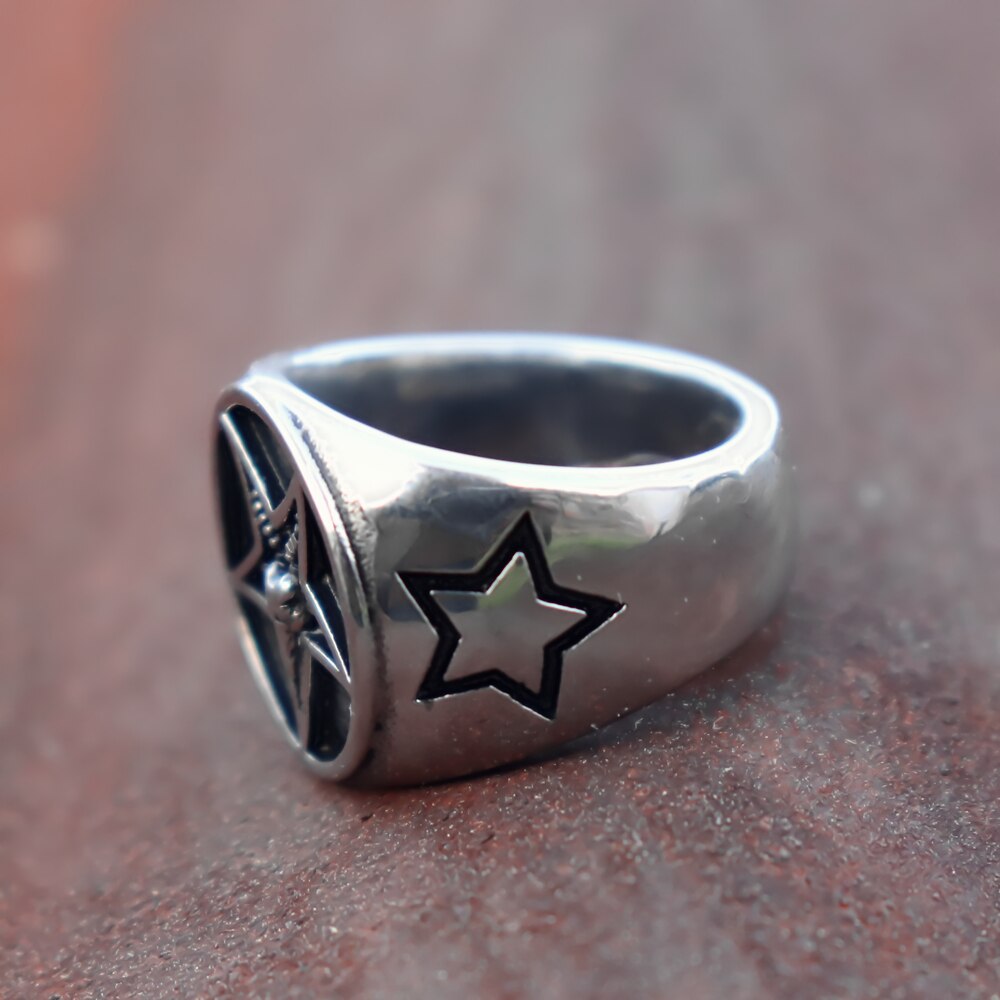 VELESAY 6 stuks zwarte roestvrijstalen ring voor mannen en vrouwen, vintage rok, gothic, ring, heren, zwart, punk, kettingring, heren, roestvrij staal, vrouwen, 66 mm, Roestvrij staal, Geen sieraden