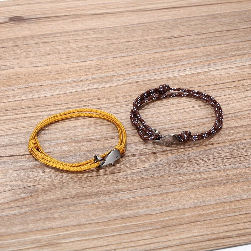 Boho Hand Braided Paracord Bracelet Charms Cute Marine life Whale Braclet For Men Women Multilayer Armband Jewelry Bileklik