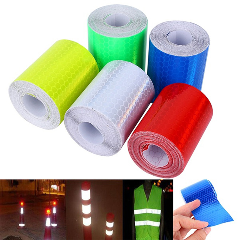 Cinta de advertencia reflectante para bicicleta, pegatina reflectante de 100cm X 5cm, Reflector de luz de advertencia