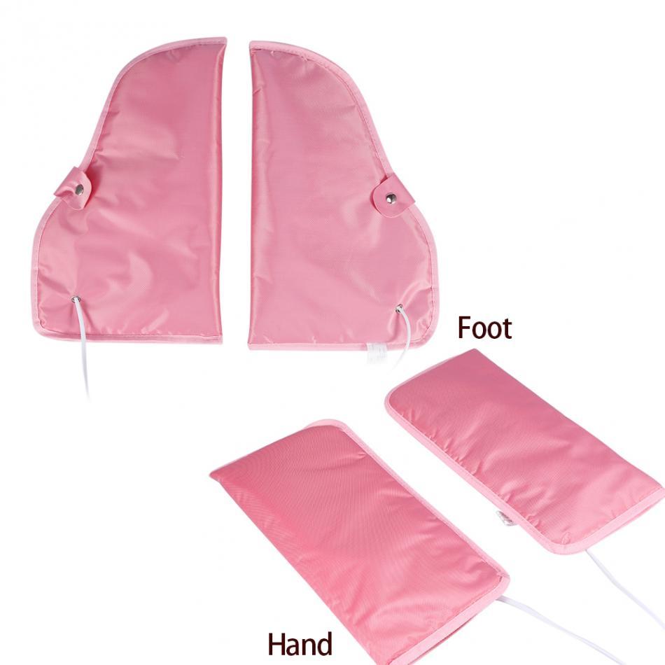 Manoplas terapéuticas eléctricas para manos y pies, terapia de cera para manicura de parafina, depilación con cera, tratamiento de SPA Mate para la piel: Pink Hand Foot Mitts