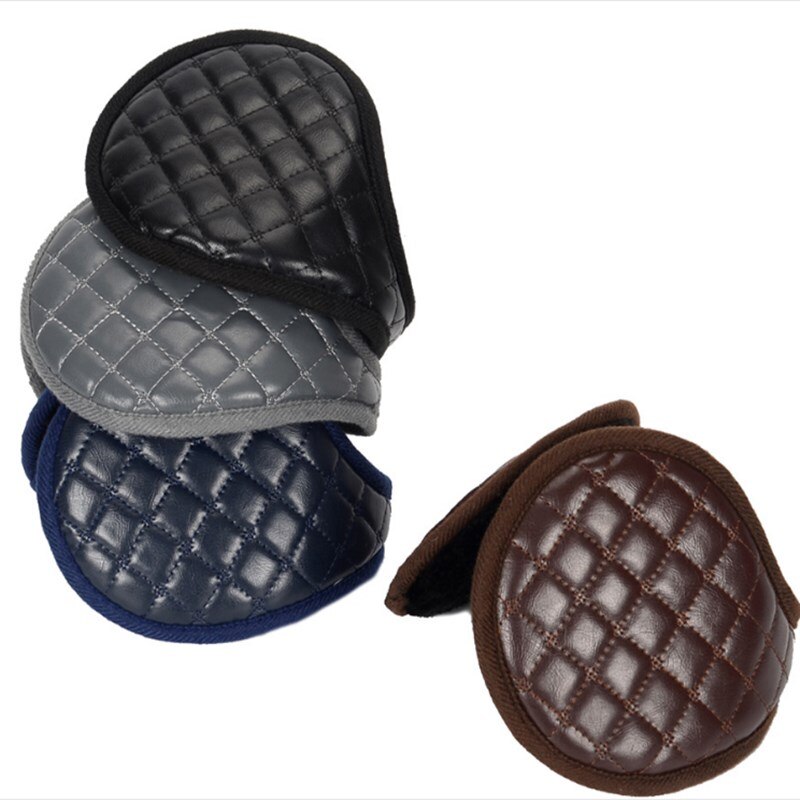 Ear Muffs Winter Fleece Ear Warmers Behind Head Leather Padded Earwarmer Men Women Warm Earmuffs Earflap