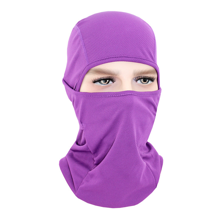 Lente Zomer Winddicht Ademend Balaclava Masker Goede Volledige Gezicht Ski Mask Mesh Stof Effen Kleur Balaclava: Paars