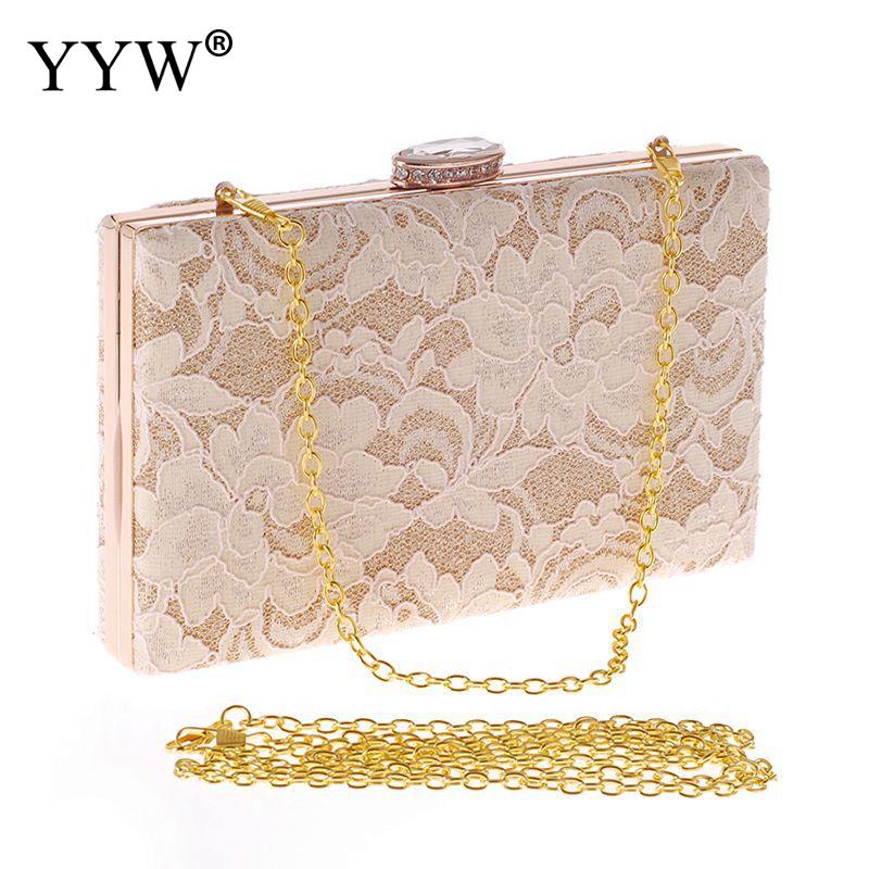 Yyw hul blonde hvid clutch taske til kvinder blomstret pochette mariage sac femme dame aften festtasker pung clutches sac