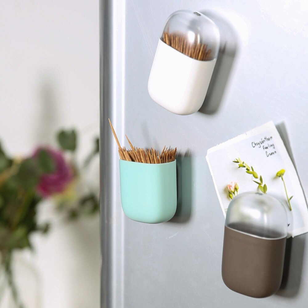 Magnetisk tandstikker køleskab tandstikkerholder beholder husstandsbord tandstikker opbevaringsboks hjem tandstikker dispenser