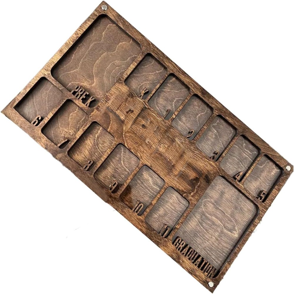 Houten schoolfotolijst Aan de muur gemonteerde handgemaakte schoolfotolijst Pre-k-12 Afstuderen Afstuderen Fotolijst: YELLOW