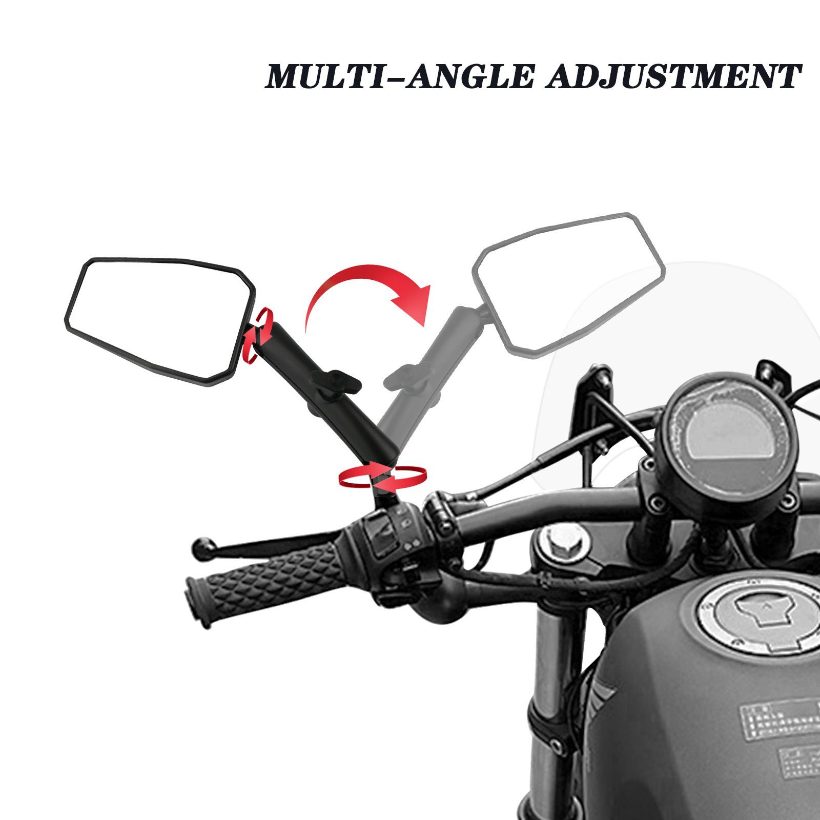 Motorradspiegel, faltbar, Rückspiegel, verstellbar, für Motorrad, Straße, Schmutz, Elektrofahrrad, E-Fahrrad, Rolle