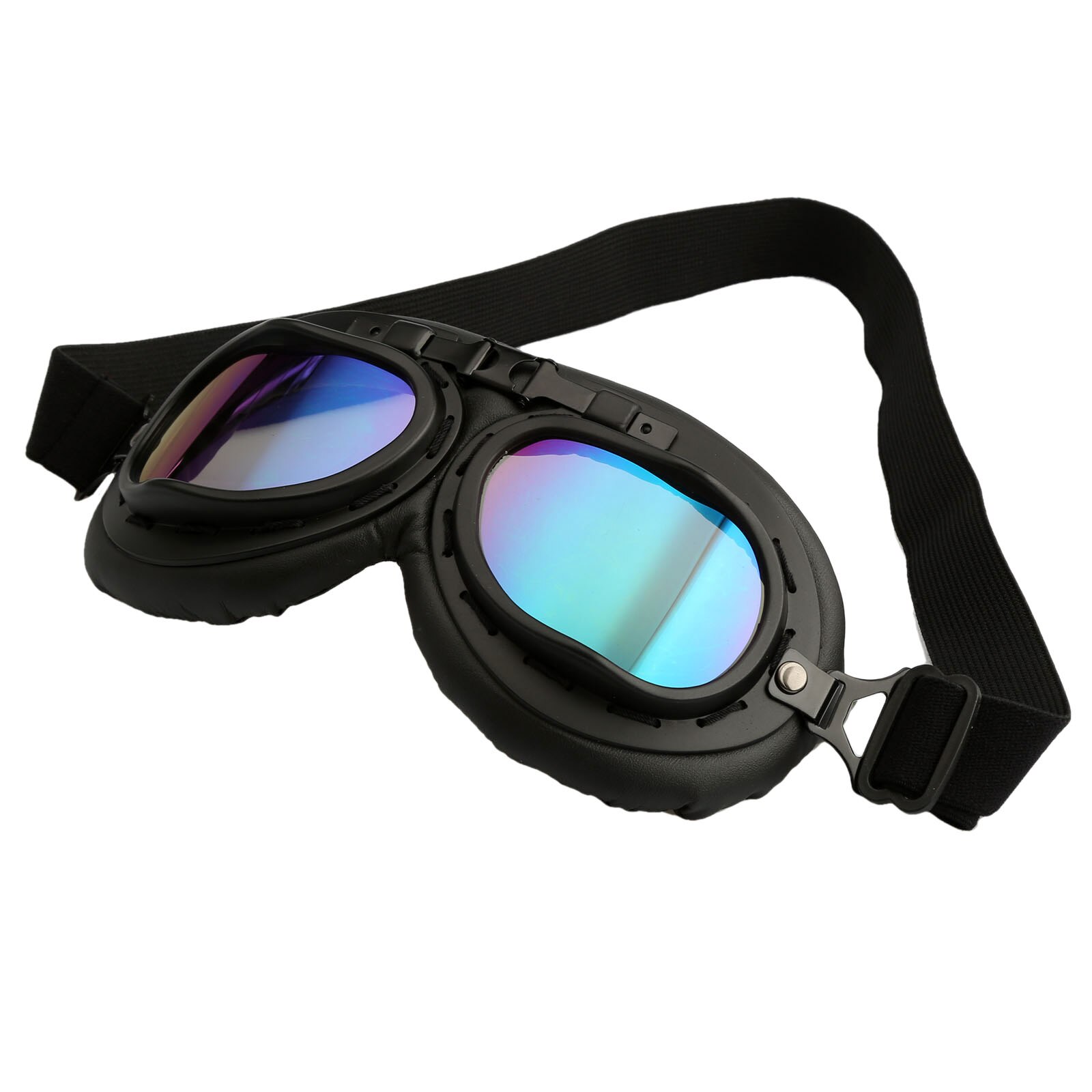 Retro motorcykel glasögon glasögon vintage motor klassiska glasögon för pilot steampunk atv cykel koppar hjälm ski outsport: Färgstark lins