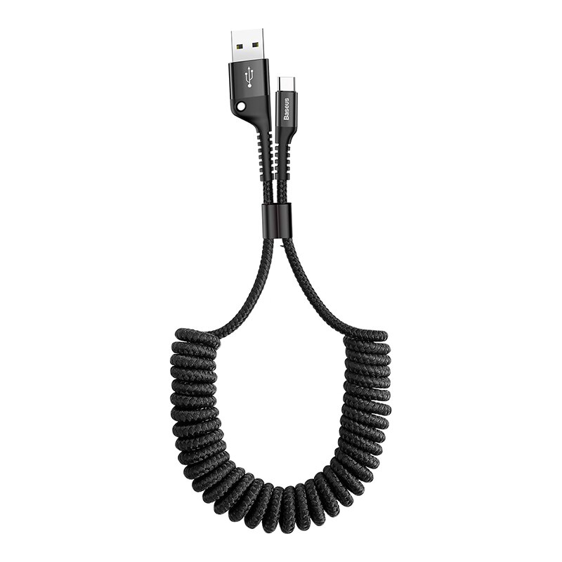 Baseus Spring USB Type C Cable for Car Styling Storage Flexible 2A Charging Cable USB C for Type-C Device: Black