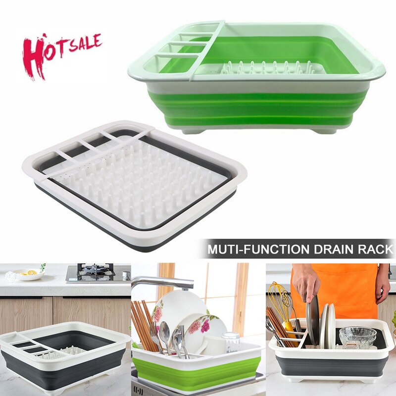 Foldable Dish Rack Kitchen Storage Holder Drainer Bowl Tableware Plate Collapsible Drying Rack Home Shelf Dinnerware Organizer