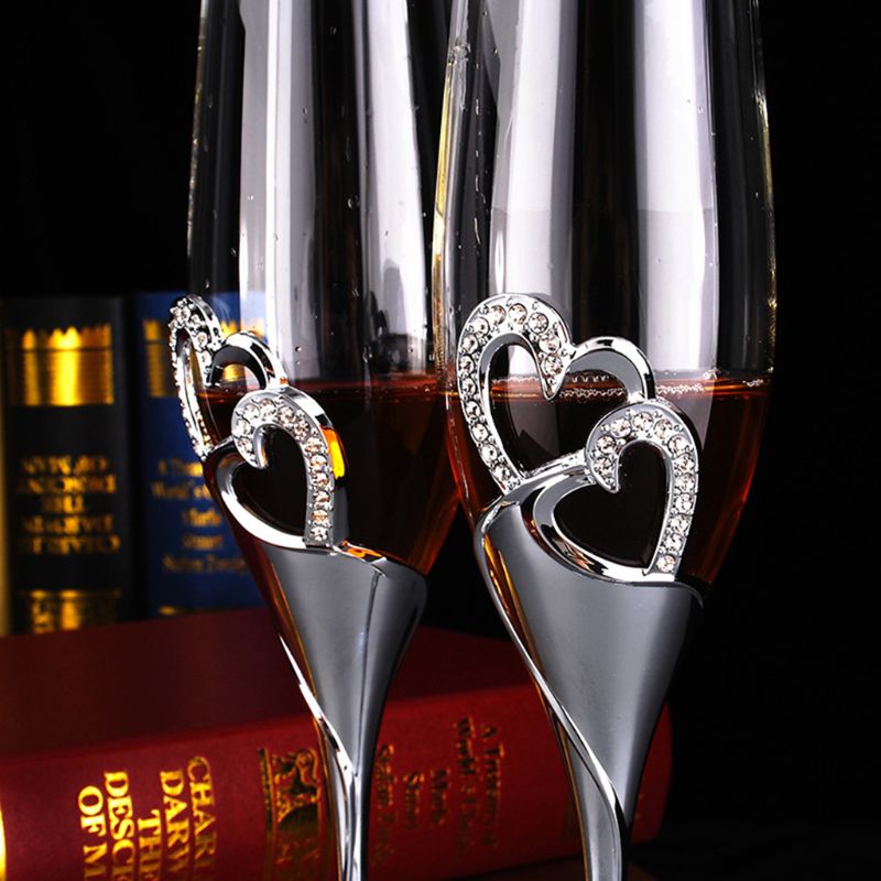 Champagneglass Bryllupstilbehør - Gullhjerter - Sett med 2