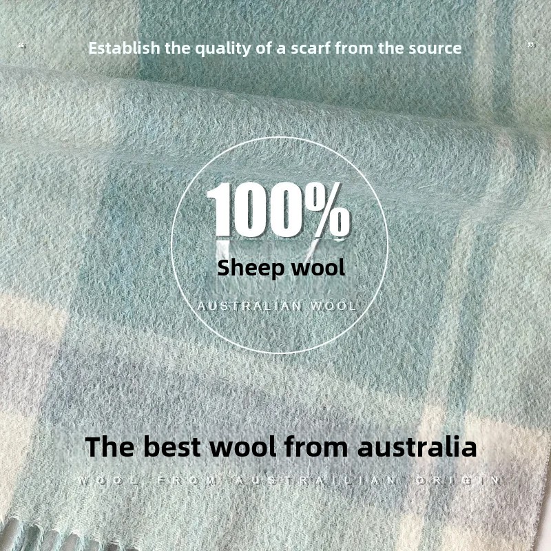 Ullskjerf for menn vinter dypblå rutete ullhalsvarmer luksus for kjæreste, pappa og eldre