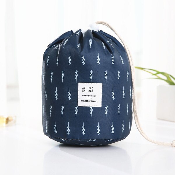 Portable drawstring Cosmetic Bag Women Travel Necessarie Make up Organizer Female Toiletry Kit Case Makeup Wash Storage Pouch: Dark Blue