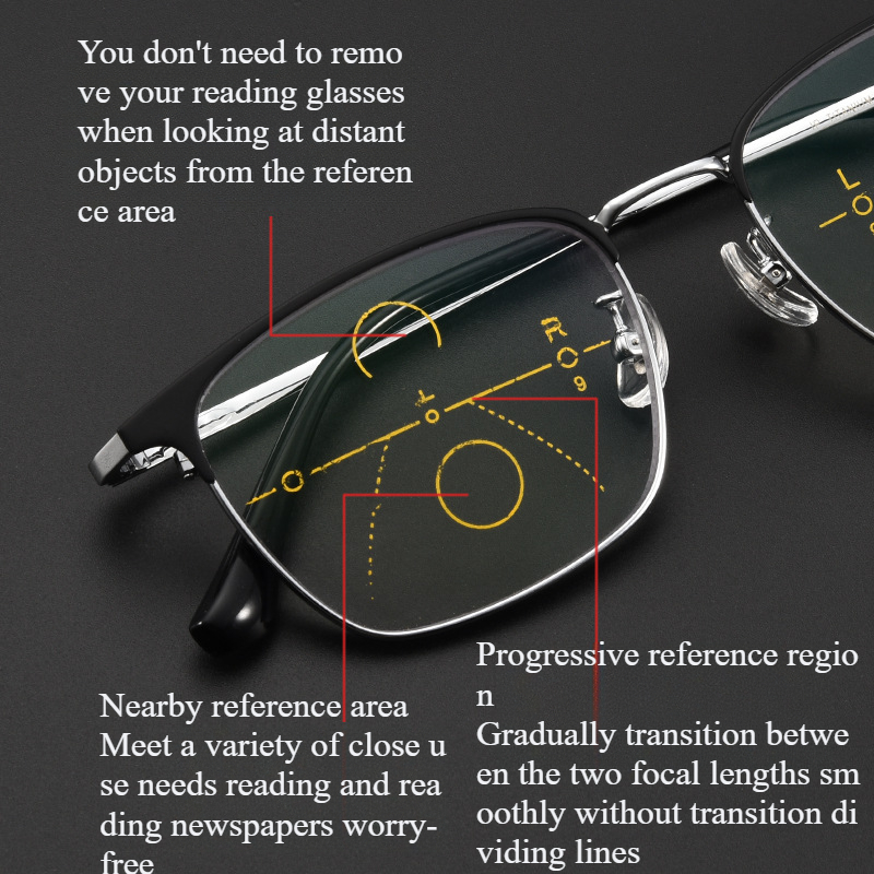 Can See Far To See Near A Body Progressive Multi-focus Anti-blue Light Two-color Reading Glasses