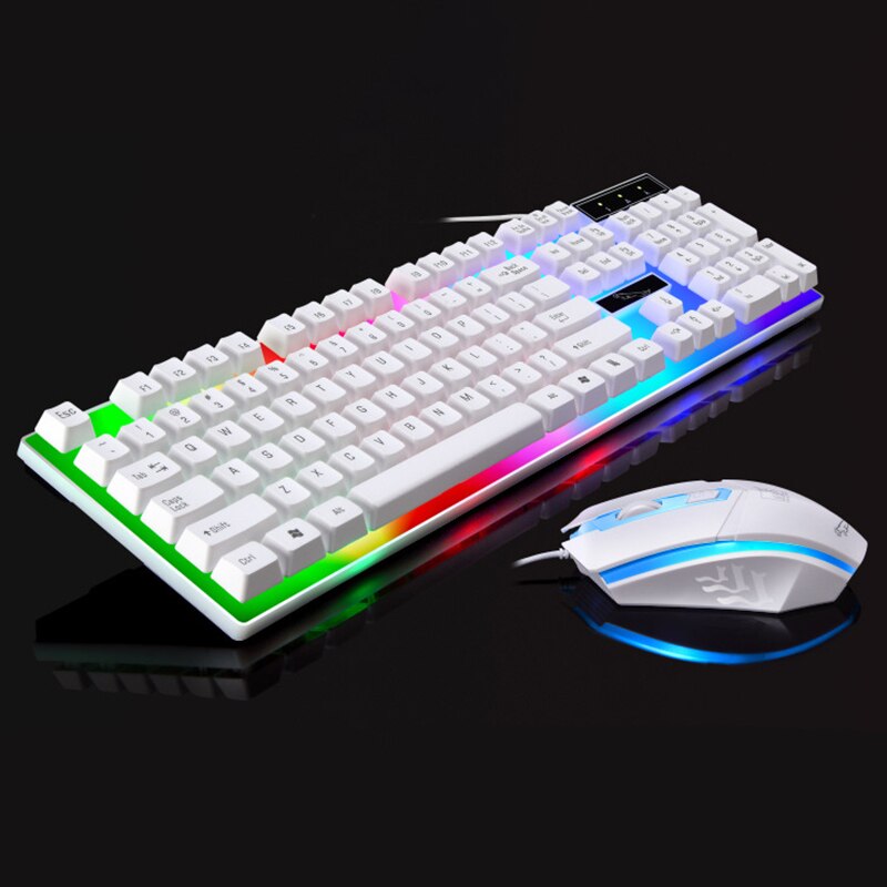 PC Rainbow Colorful LED Illuminated Backlit Gamer USB Wired Gaming Keyboard Mouse Set RGB LED for PC Laptop PS4 Slim Xbox One