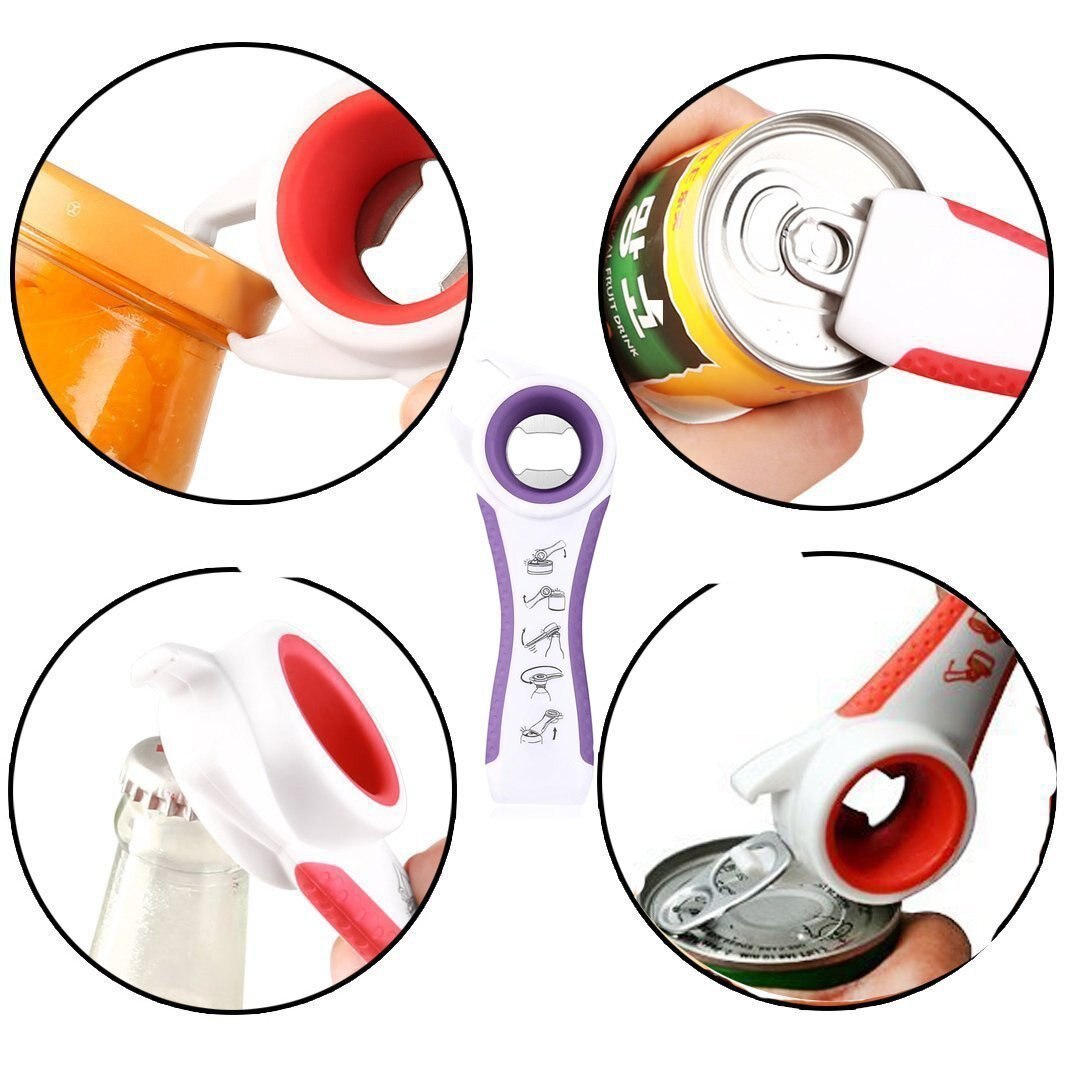 5 in 1 Multifunctionele Rvs Flesopener Bier Flesopener Super Goede Jar Opener Keuken Tool