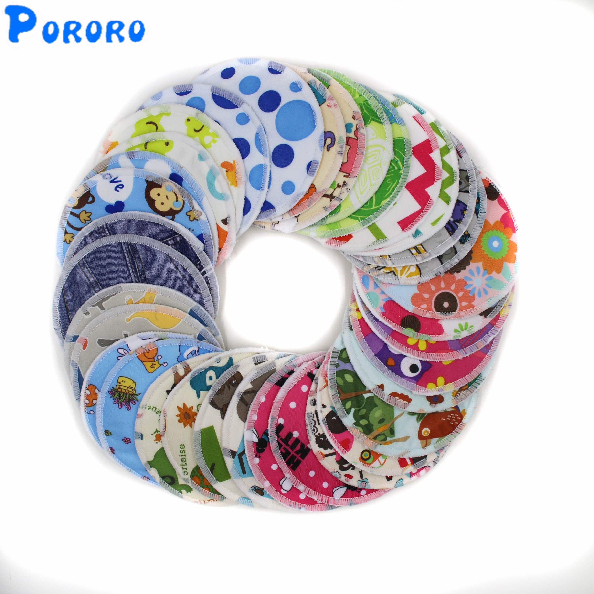 10 Pcs/lot Pregnant Women Washable Nursing Pads Bamboo Cartoon Print Reusable Nursing Pads Lady Breastfeeding Pads Color Random