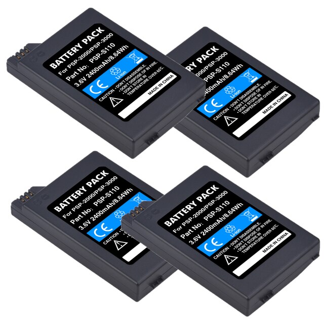 2400mAh PSP-2000 PSP-S110 bateria robić Sony PSP 2000, PSP 3000, PSP S110 kontroler: 4x bateria