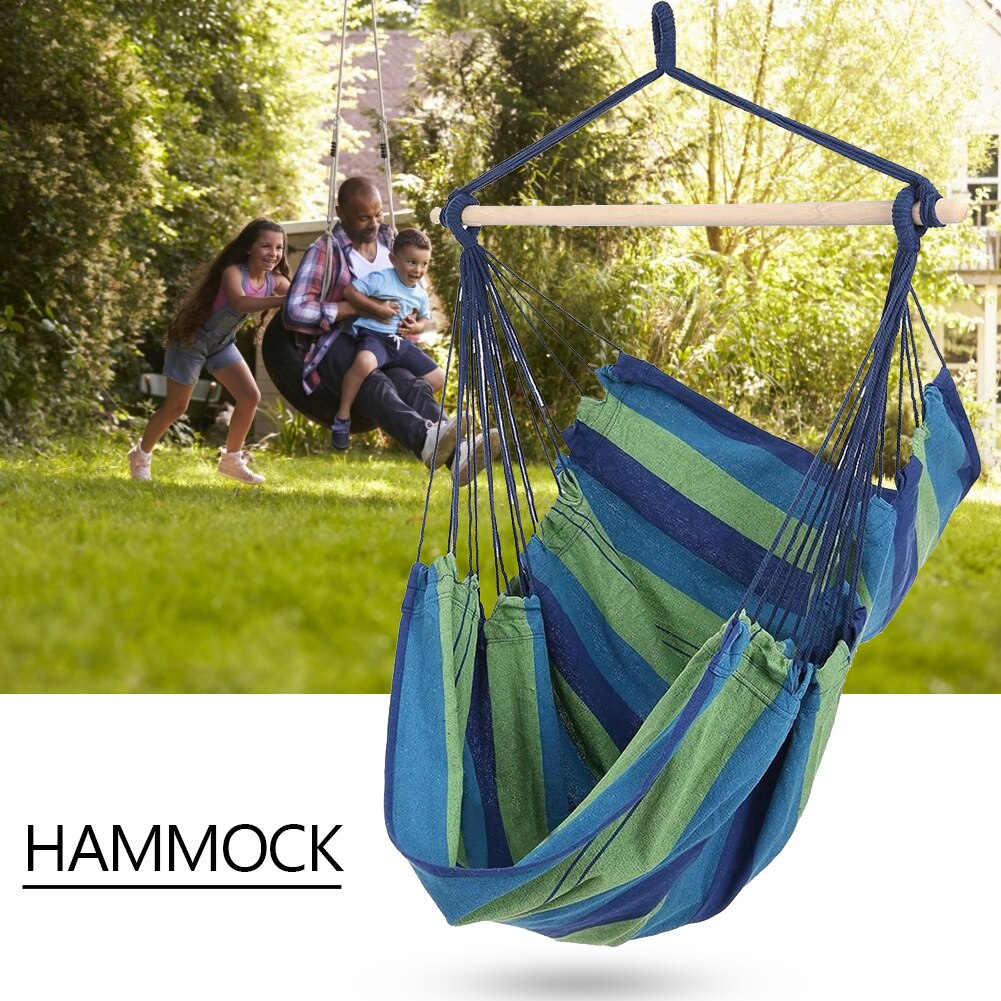 Draagbare Canvas Hangmat Leisure Streep Opknoping Stoel Swing Wandelen Camping Hangmat Canvas Streep Bed Voor Outdoor Reizen