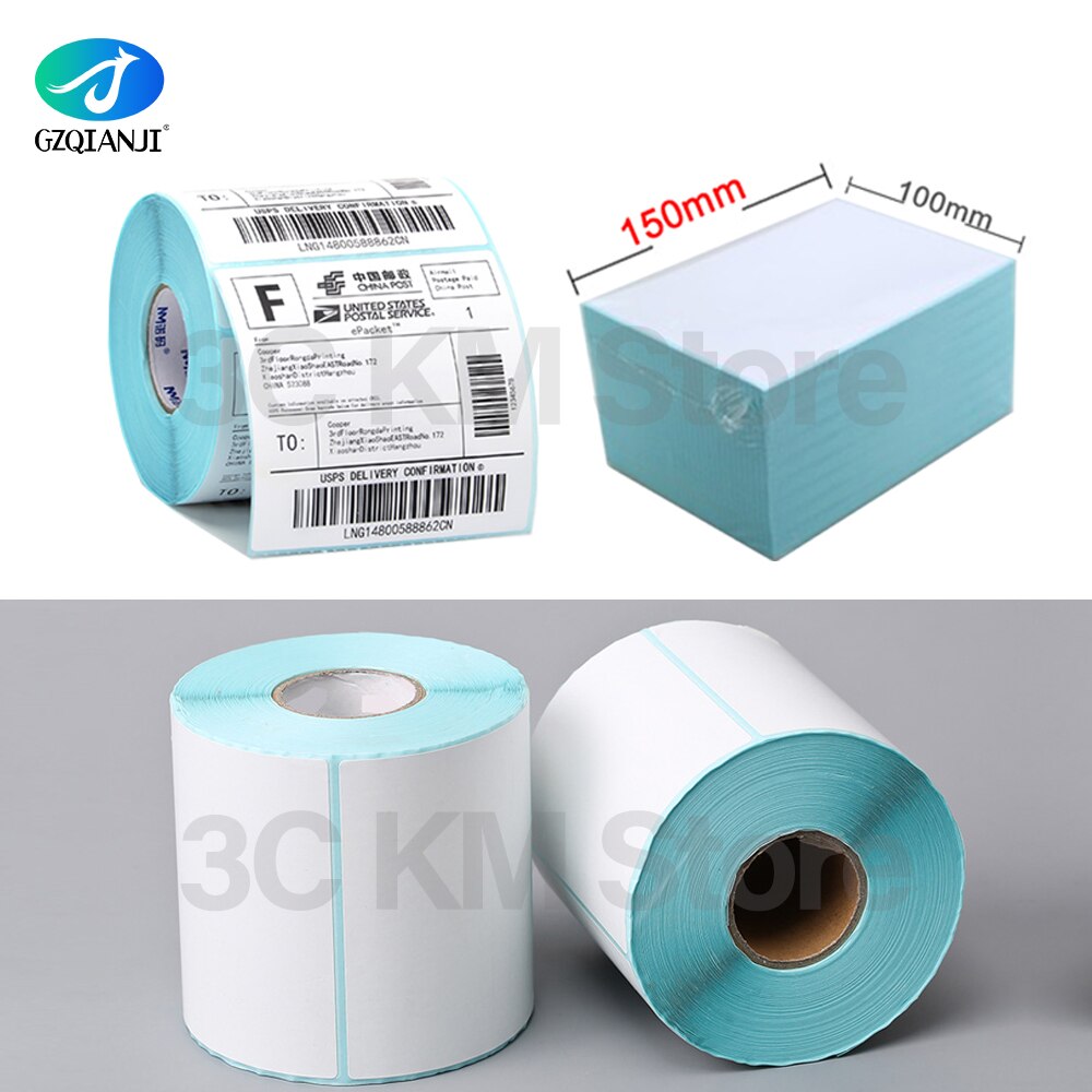 Pos 108mm 4 tommer termiske etiketter papirklistermærker stregkode etiket papir rulle hvid 100*100*500 or 100*150*250 or 100*150*500