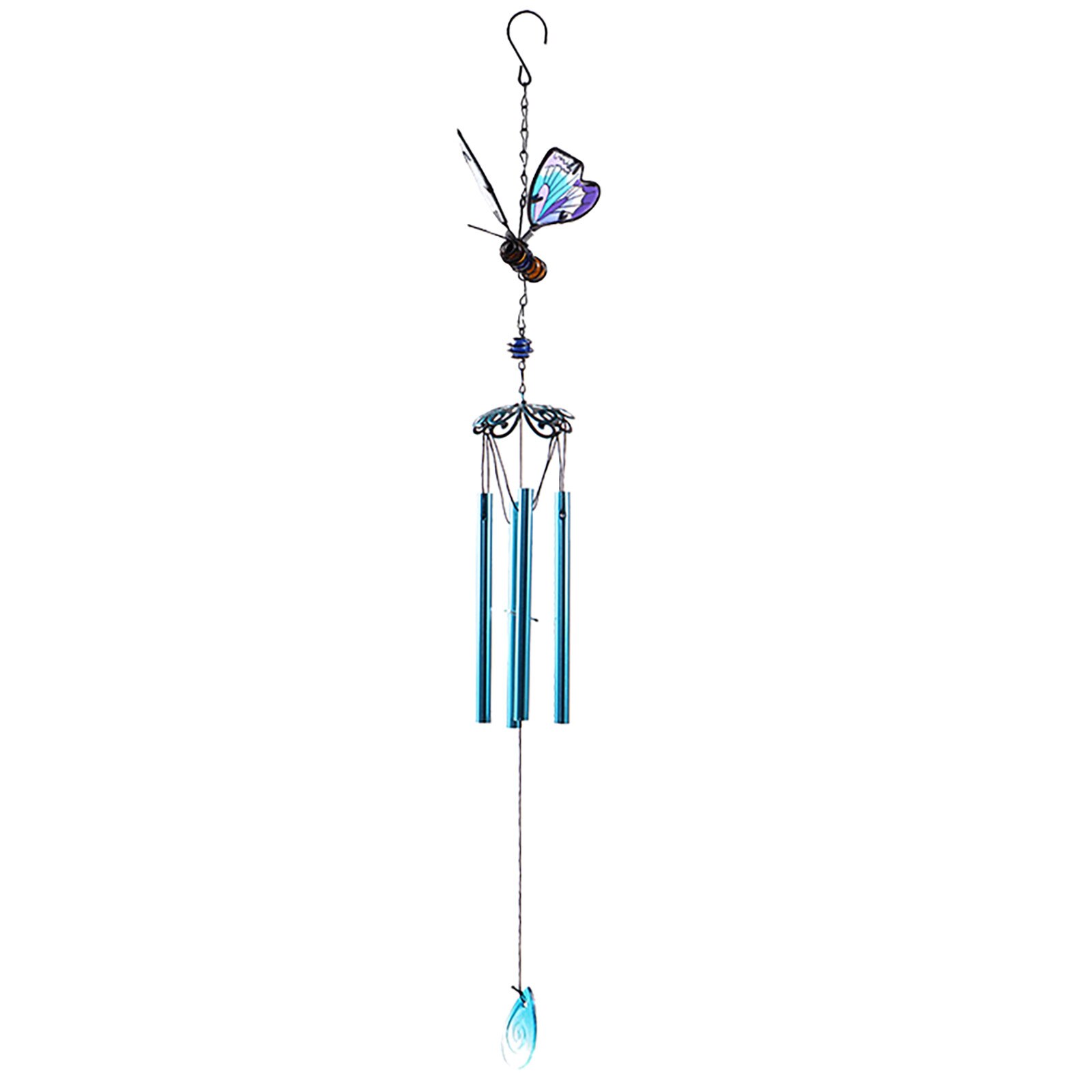 3D Three-dimensional Butterfly Iron Crafts Wind Chimes Metal Glass Pain Ornament Garden Decor Painted Bell Wind Chime: C