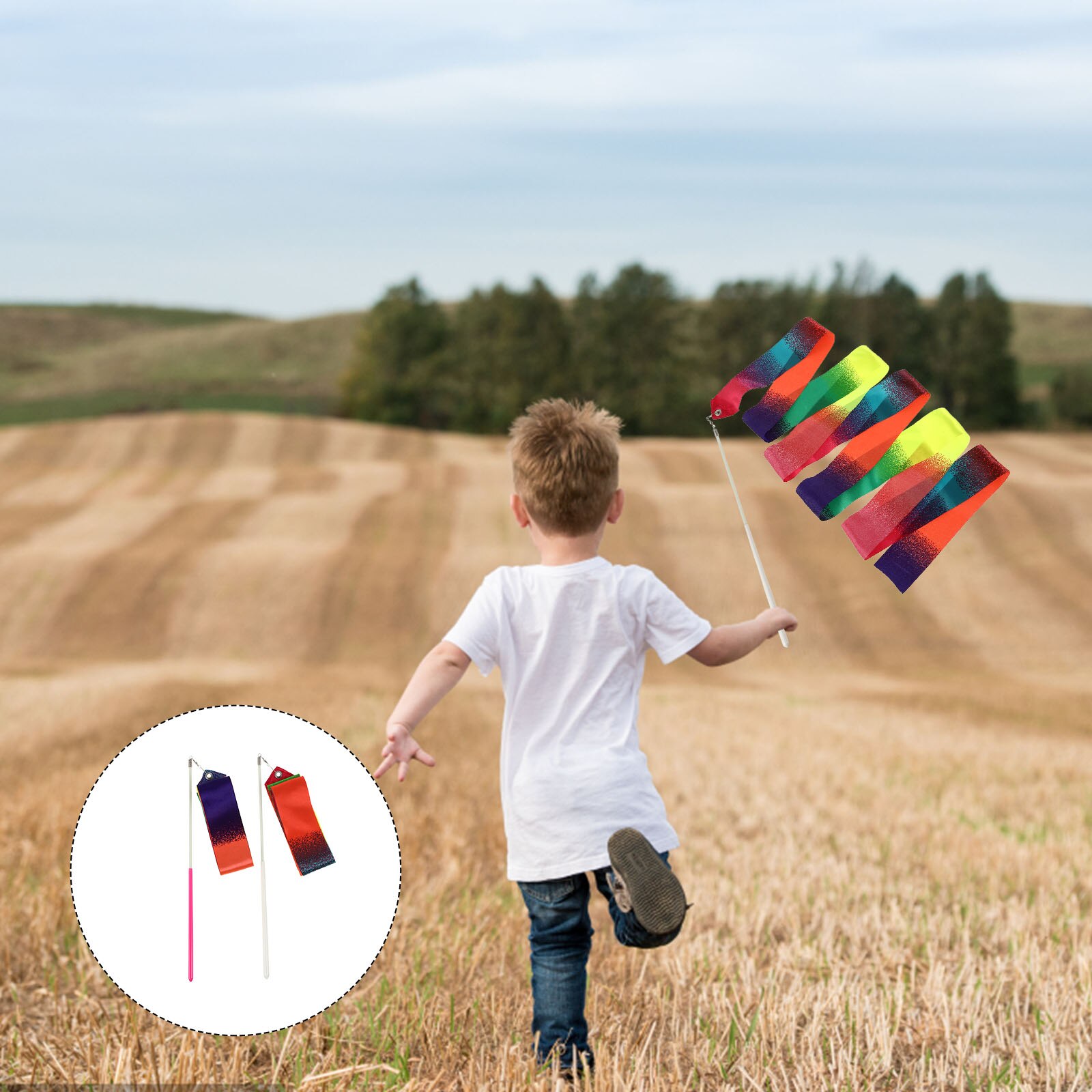 2 stück kinder-gymnastikbänder, tragbare tanzbänder, partybänder, requisiten: Default Title