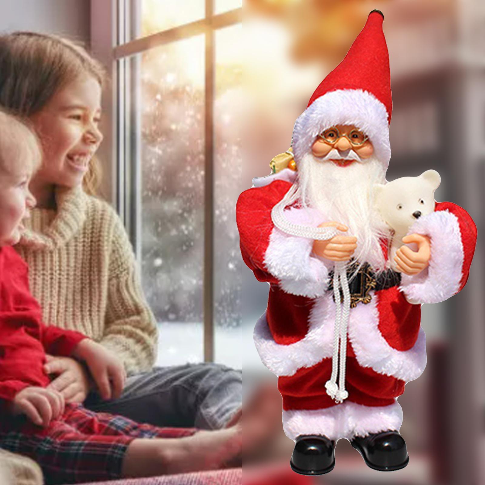 Electric Music Santa Claus Doll Dancing and Singing Song Innovative Electric Santa Claus for Home Indoor Father: Holding a white bear