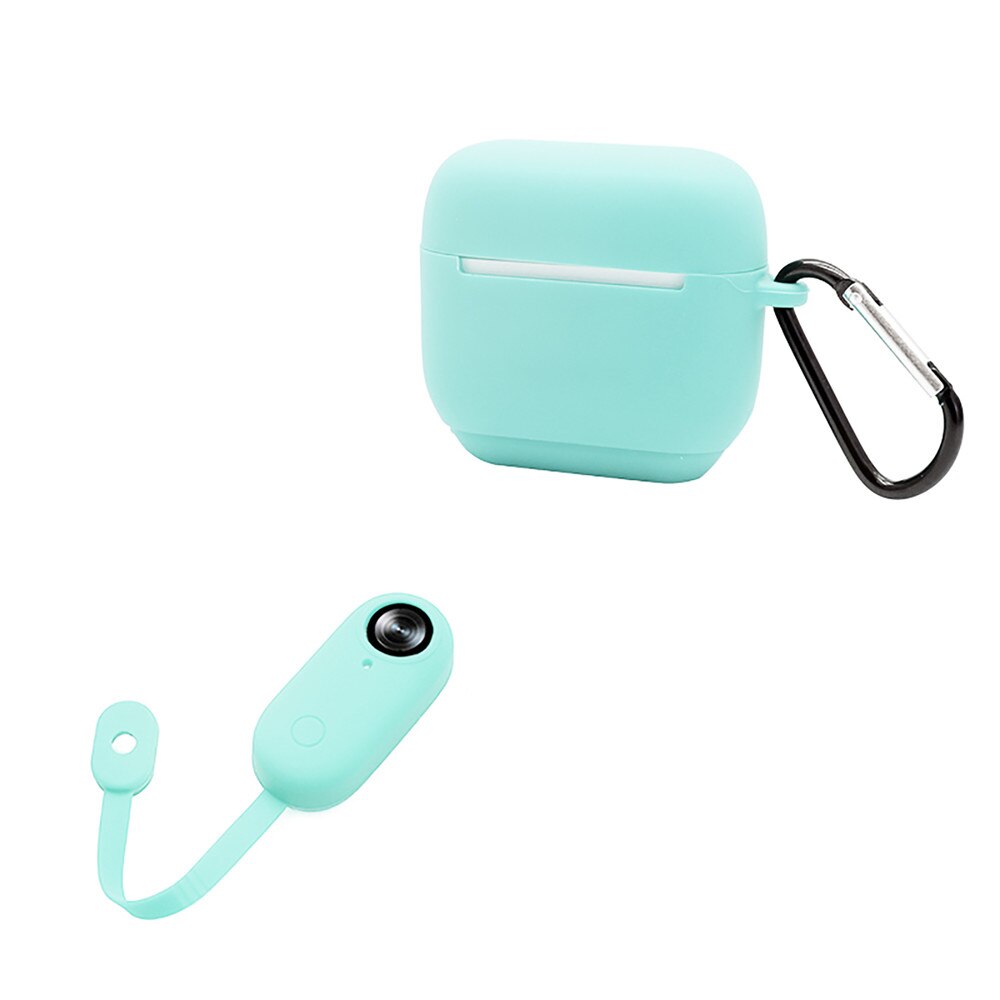 Siliconen Shockproof Opladen Case Cover & Beschermende Camera Case met Gesp voor Insta 360 Go mini Actie Camera Accessoires: mint green