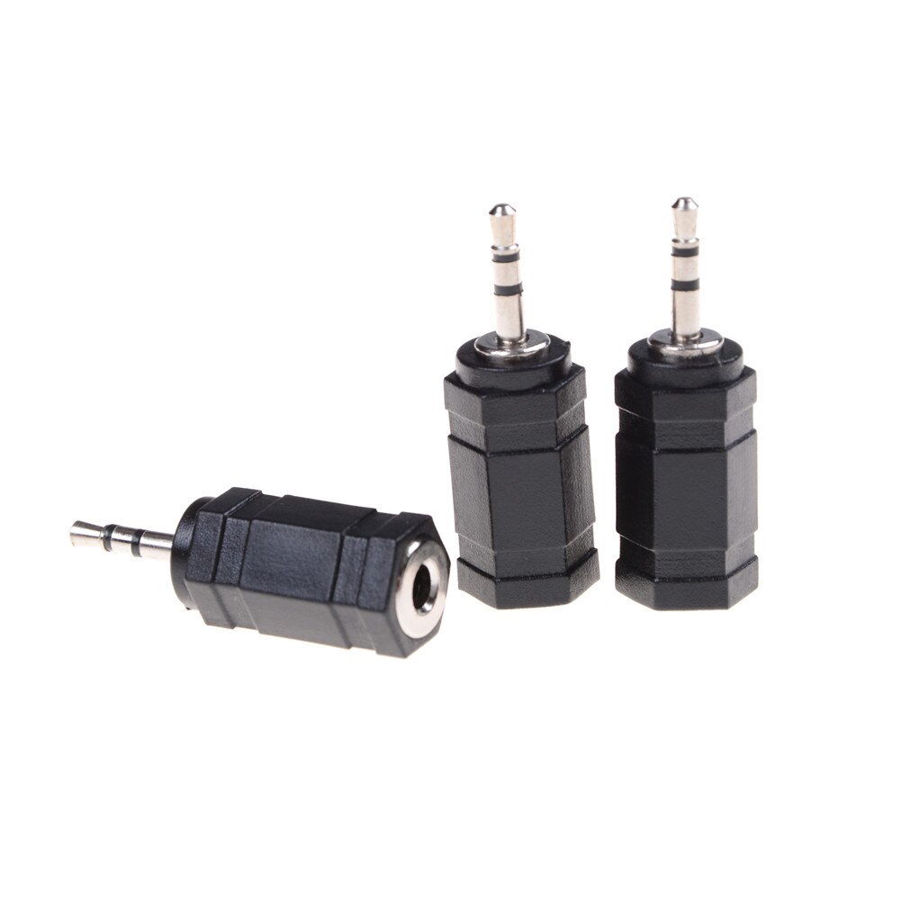 Black 3 PCS 2.5mm Male To 3.5mm Female Audio Stereo Headphones jack Adapter Plug