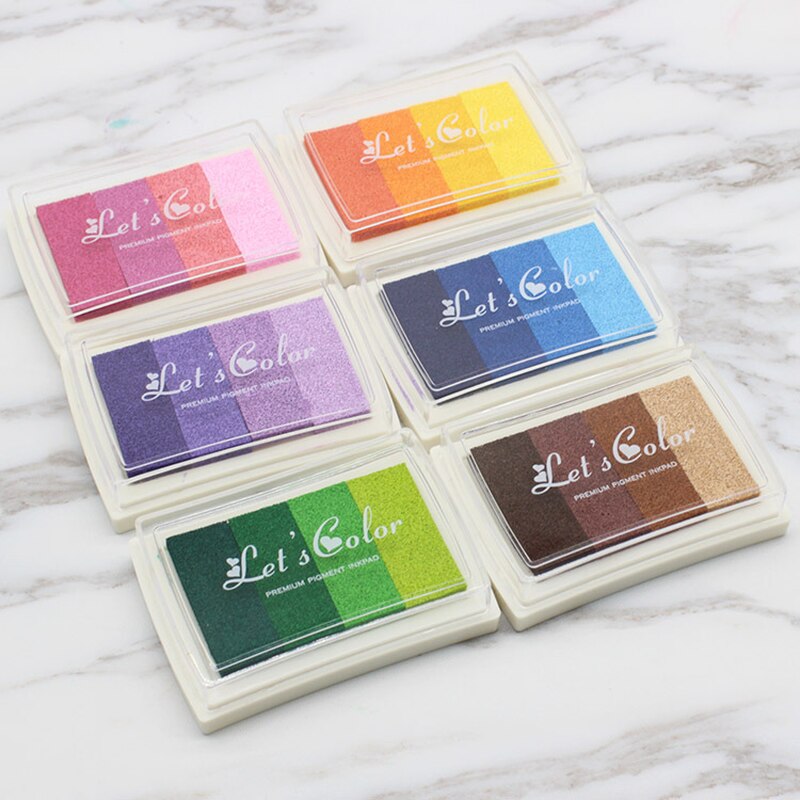 Almohadilla de tinta para álbum de recortes, sellos coloridos de tinta para decoración, sellos de sellado, pintura, de boda, 1 caja/5 colores