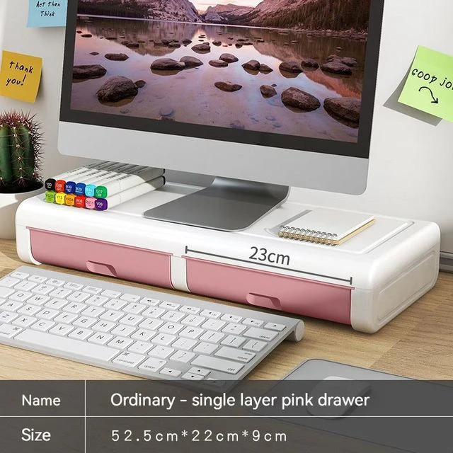 Monitor Houten Standaard Meerdere Stijlen 2 Laden Desktop Computer Ondersteuning Monitor Riser Houder Desktop Plank Slaapkamer Tafelplank: Zilver