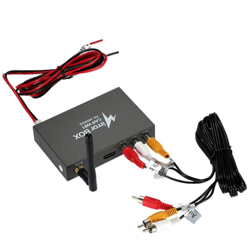 Caja espejo WIFI para coche para Android iOS navegación de teléfono móvil A monitores LCD convertidor de Espejos A/V Universal 2,4G