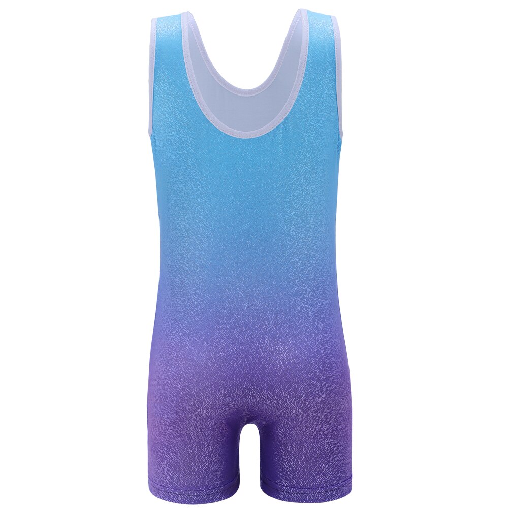 Girls Kids Gymnastics Leotards Biketards Sleeveless Gradient Dance Wear Pleaywear Activewear Tumblewear Athletic Leotards