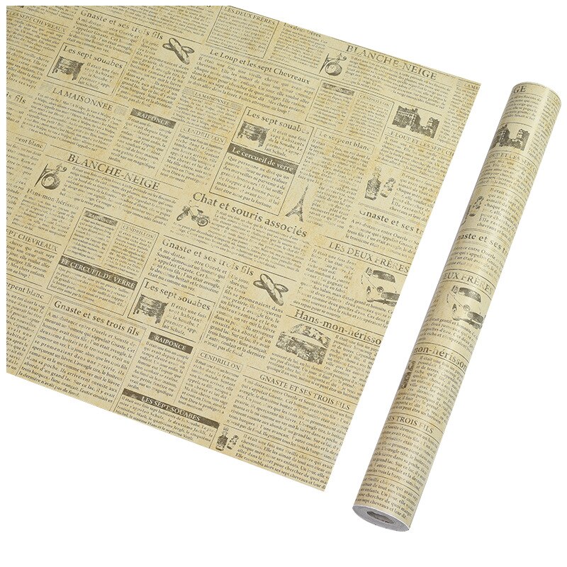 Diy selvklæbende tapet vintage avis mønster vandtæt væg klistermærke boligindretning aftagelig vinyl pvc tapet