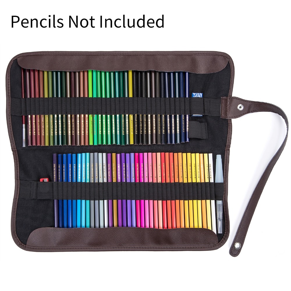 72 houder Kleur Potlood Tas Zwart Canvas Wrap Roll Up Pencil Case &amp; Bag Holder Opslag voor Schets Tekening Levert