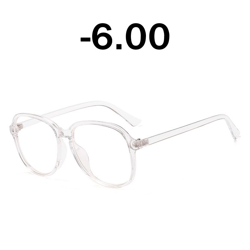 Elbru gennemsigtige runde briller klart stel kvinder brille nærsynethed briller briller stel nørd optiske stel klar: Klar  -6.00