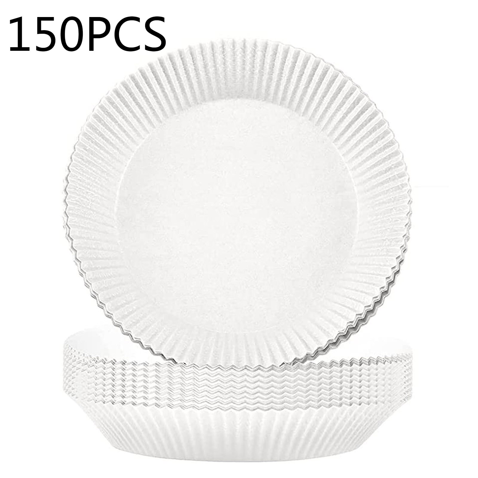 100/50pcs 16cm Friteuse à Air Jetable Papier Doublure Antiadhésive Tapis Parchemin Pâte De Bois Vapeur Rond Papier Doublure: White 150PCS