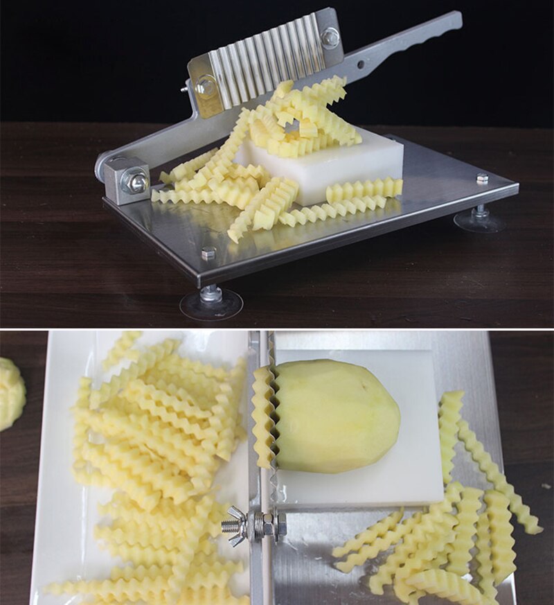 Commercial Stainless Steel Potato Chip Slicer French Fries Potato Cutter Potato Wavy Slicing Kitchen Vegetable Fruit Knives Tool