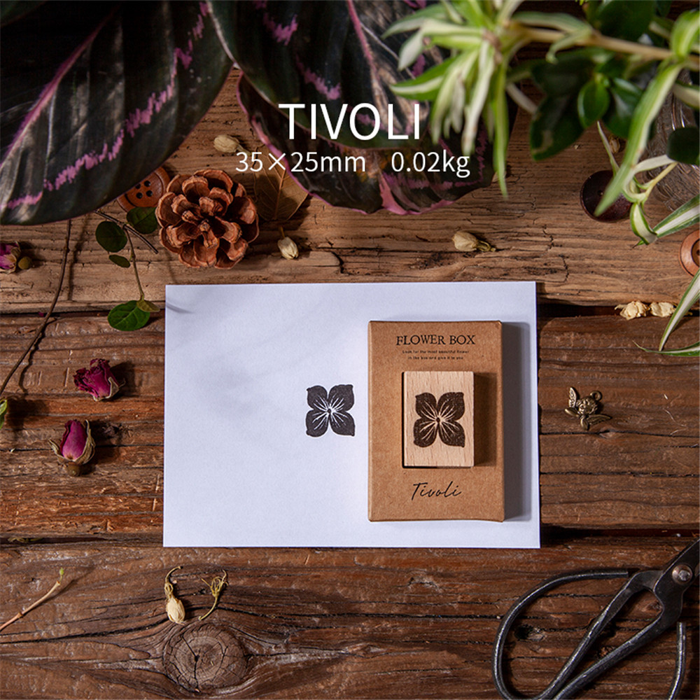 Sellos Vintage de plantas y flores para manualidades, sellos de madera para álbum de recortes, postales, tarjetas de diario, decoración, papelería Kawaii, 1 unidad: Tivoli