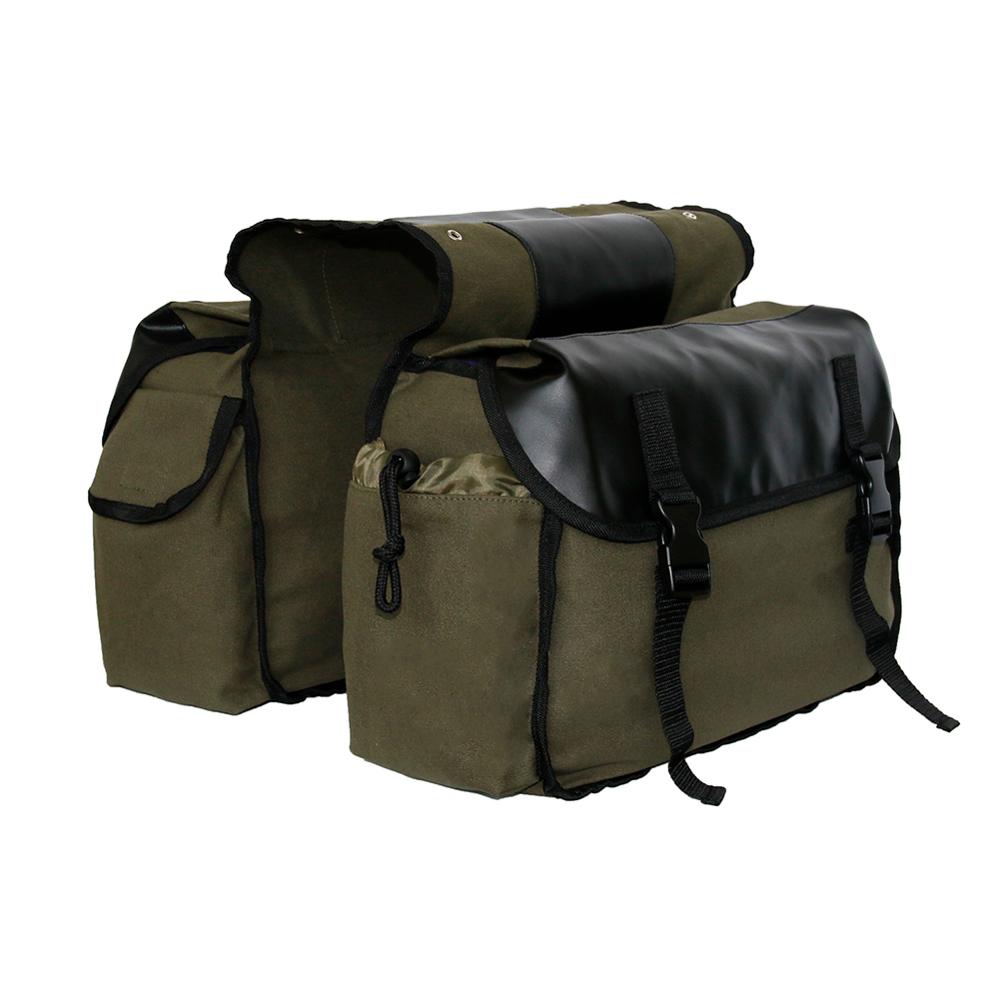 Upgrade Universele Motorbike Touring Zadeltas Motorfiets Canvas Fietstassen Doos Moto Side Links & Rechts Olie Tank Tool Pack: Army Green