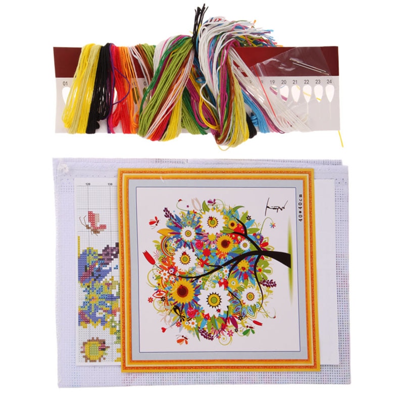 FAI DA TE Albero di Quattro Stagioni Punto Croce kit Contato Ricamo Primavera proprietà Autunno Inverno Decorativo per La Casa