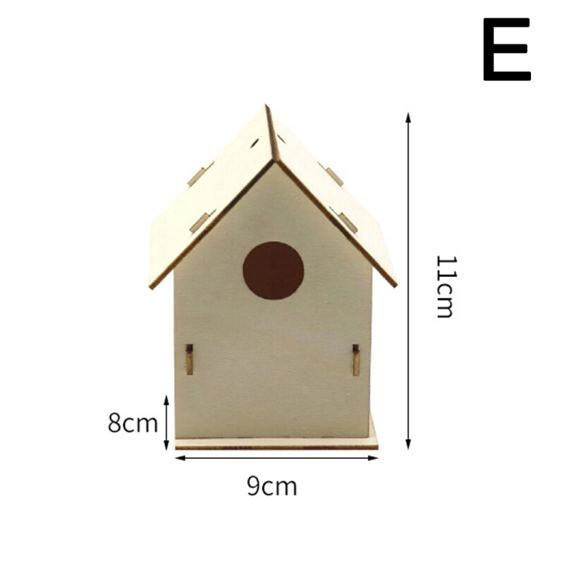 Bird House Handmade Wooden Box Cage Outdoor Birdhouse Garden Yard Hanging Pet Products Crafts Nest Bird Box Garden Decor: E