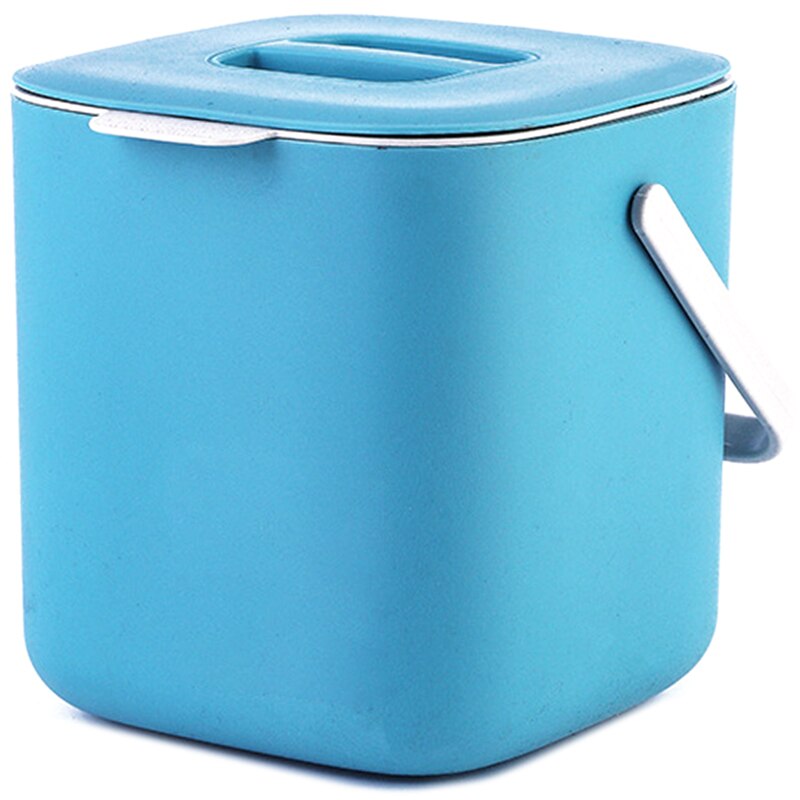 Plastic Kitchen Food Waste Trash Can Compost with Drainer Rubbish Container Organizer Accessories Tools: Blue