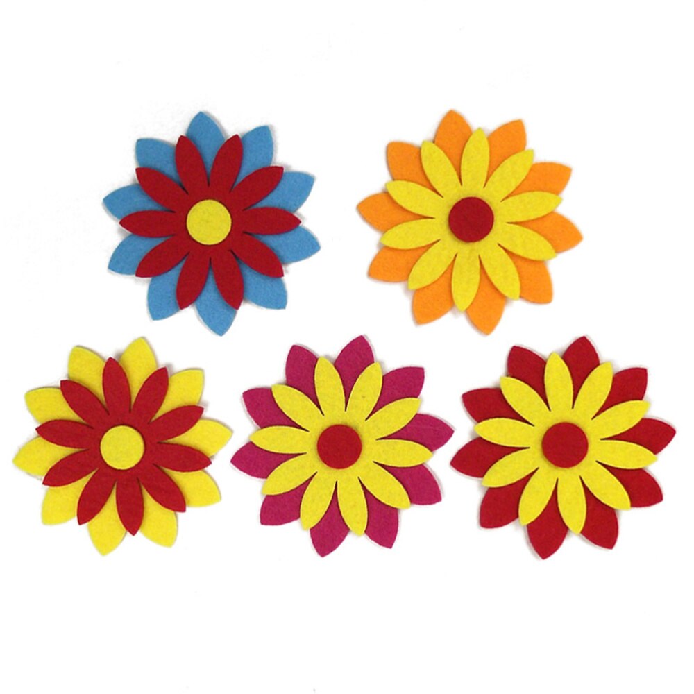 150pcs Felt Flowers Fabric Flower Embellishments for DIY Crafts Sewing Handcraft 3D Felt Cloth Flower Leaf Wall Stickers Assorte