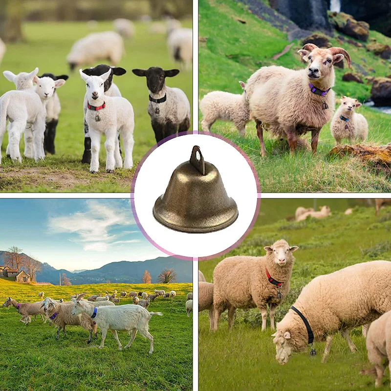 Colliers de chèvre réglables avec cloches, laisse pour chien, corde en Nylon, mouton, pâturage, cloche en cuivre, accessoires pour animaux de ferme
