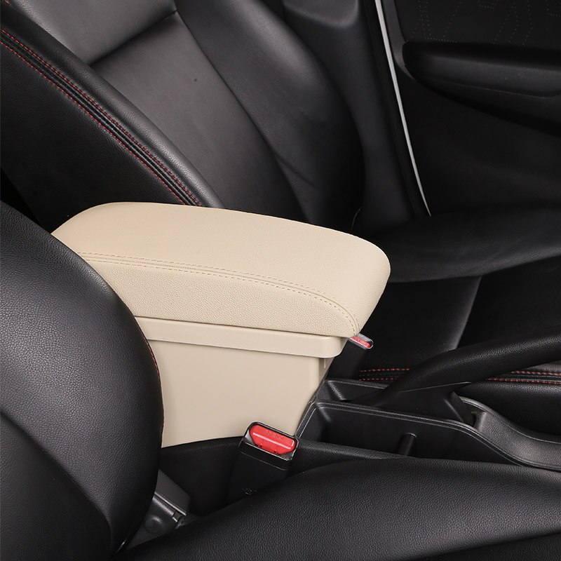 Armrest For MG ZS Arm Rest Rotatable box central Store content box with cup holder ashtray car-styling accessory: Beige