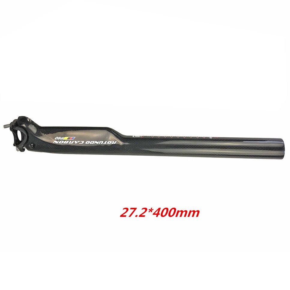 ROTUNDO-tija de sillín de bicicleta, fibra de carbono, tubo para asiento de bicicleta de montaña, 27,2/30,8/31,6mm, 3k, brillante, ciclismo: 27 2