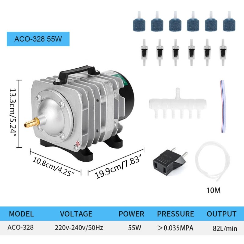 ACO-208/308/318 Fish Tank High Flow AC Electromagnetic Aquarium Air Compressor Pond Oxygen Pump